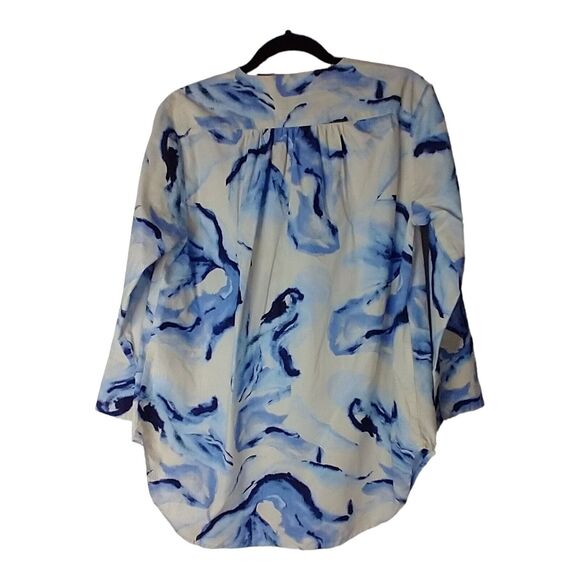 Masai Copenhagen Gilze Tunic Blouse Powder Blue V-Neck Size Medium Watercolor - Picture 6 of 8